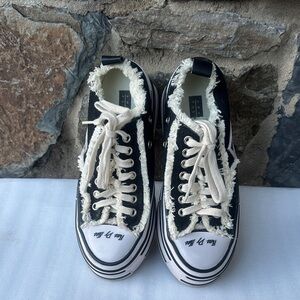 xVESSEL G.O.P Frayed Platform Sneakers Black White Women’s 6 EU 37